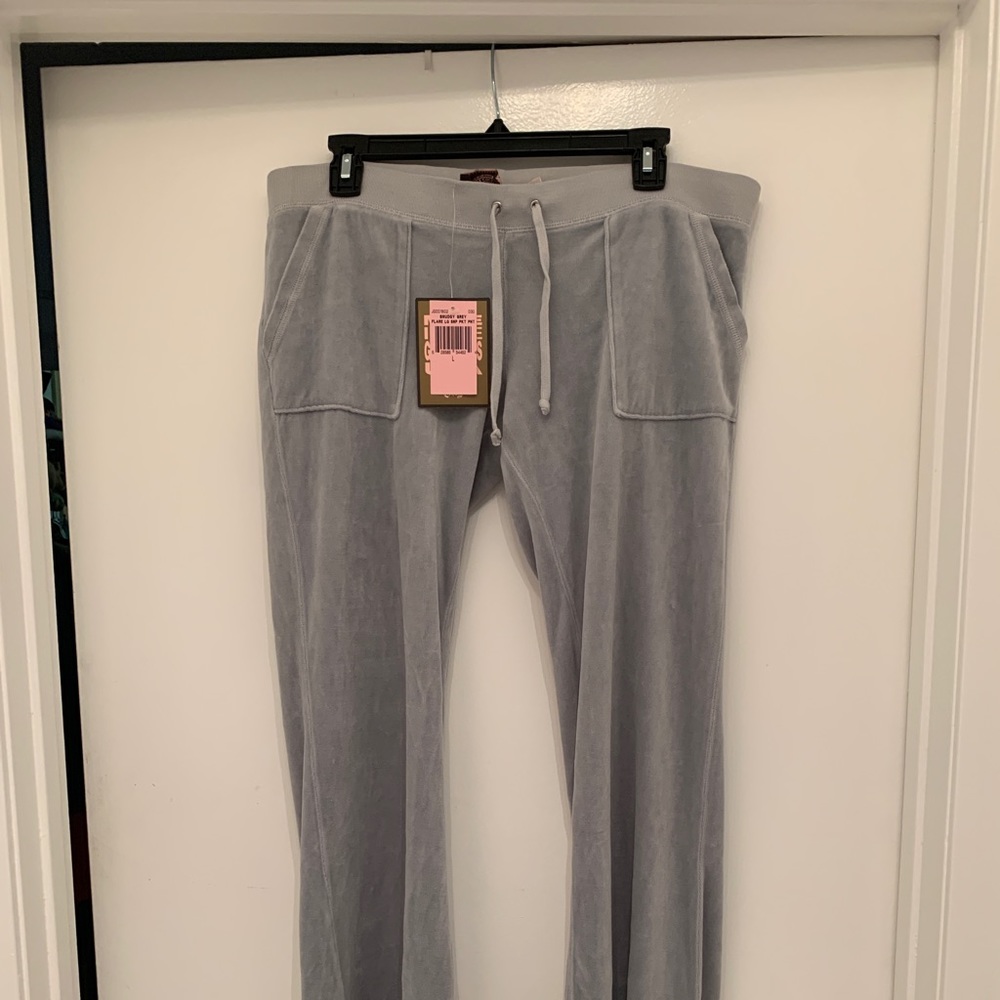 Juicy L silver velour flare bottom pants